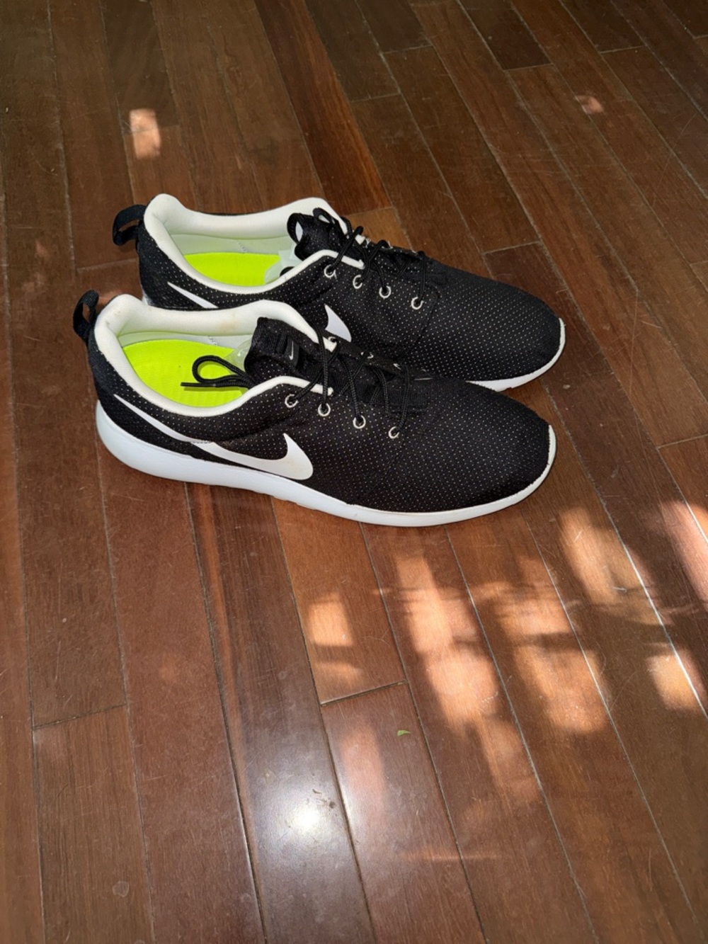 Nike Black & White Sneakers with Neon Yellow Insoles